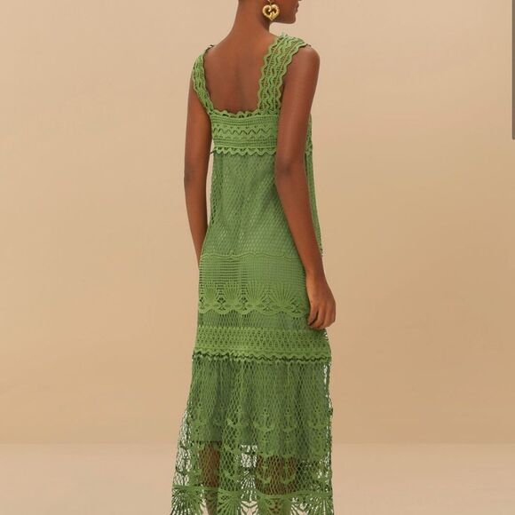 Farm Rio Green Nautical Guipure Maxi Dress Size Medium New with tags - Picture 2 of 6